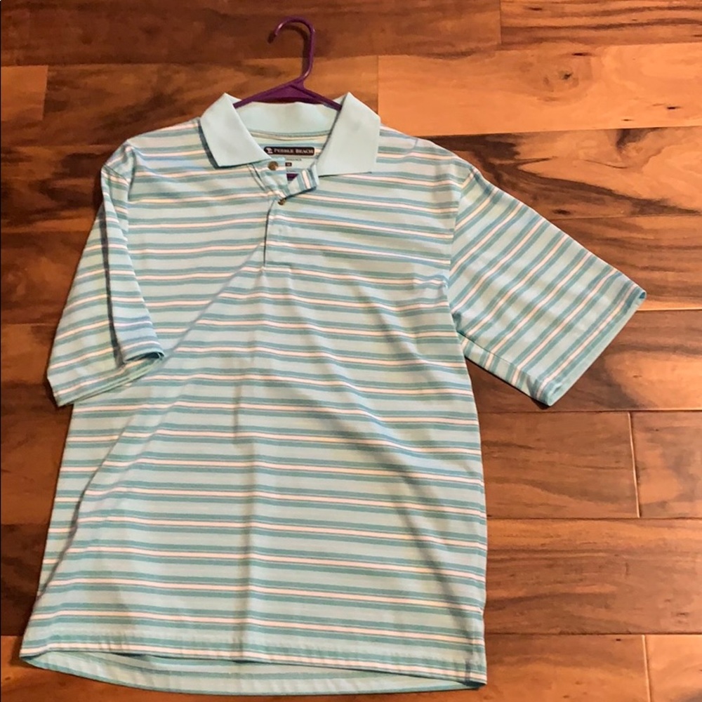 Blue striped polo
